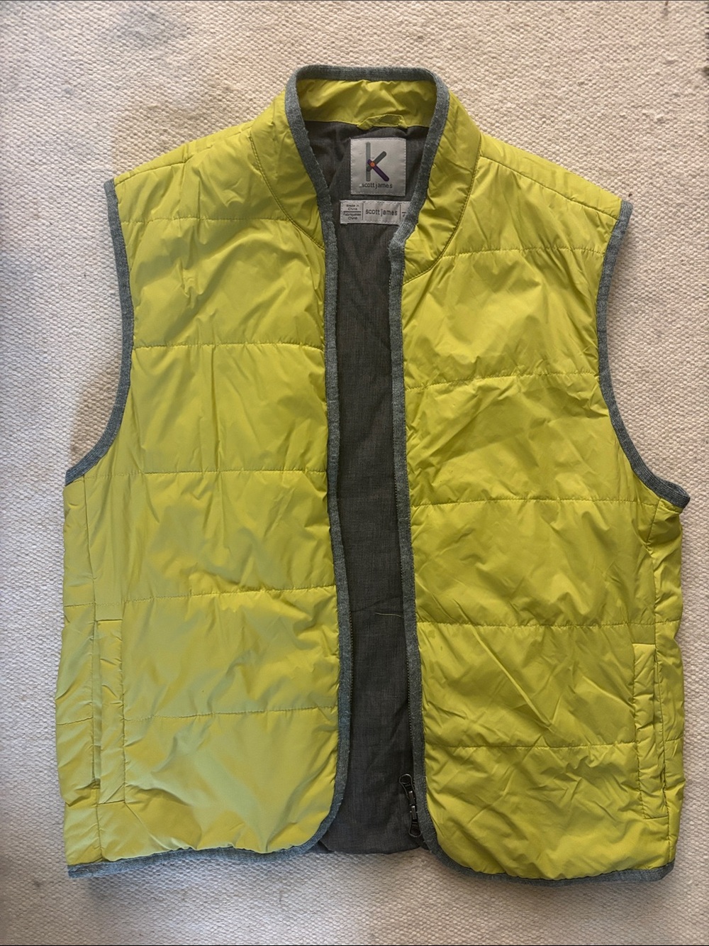 Scott James Chartreuse Yellow Quilted Vest